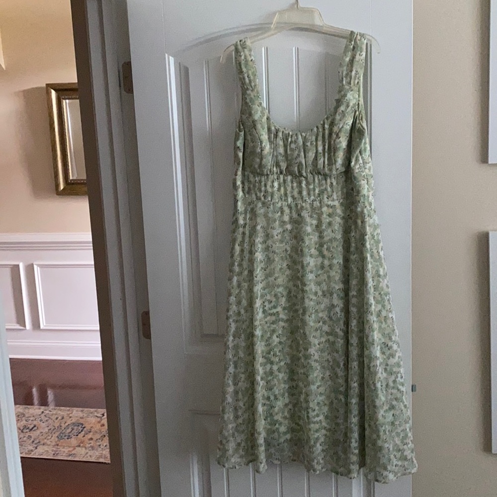Light green with cream floral print dress